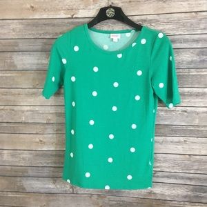 EUC LLR Gigi tee, green with white polka dots